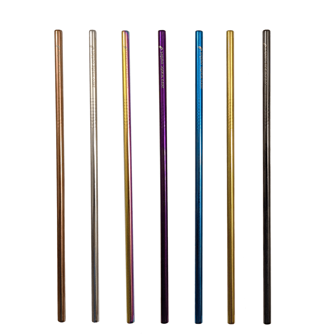 5-Piece Metal Straw Set With Pouch & Brush - Zero Waste Outlet