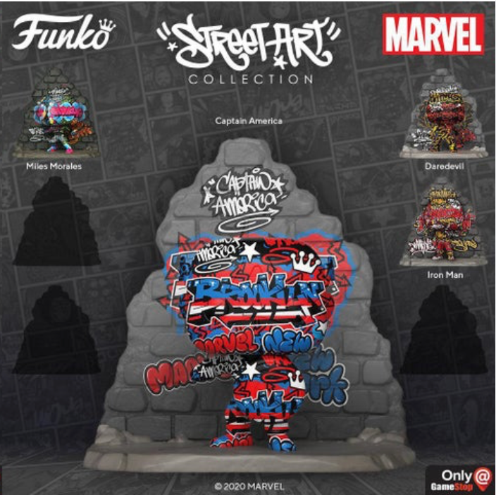 captain america street art funko pop