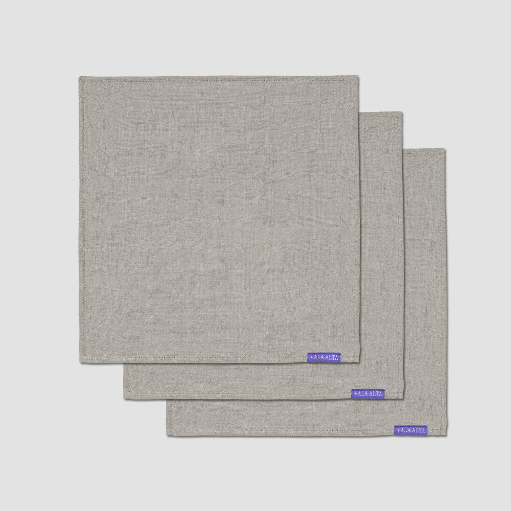 Natural Flax - Linen handkerchief - 3 Pack