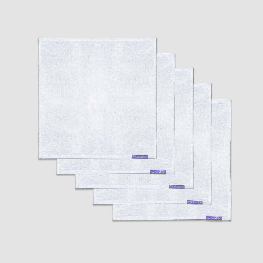 5 Irish Linen Handkerchief Bundle - White