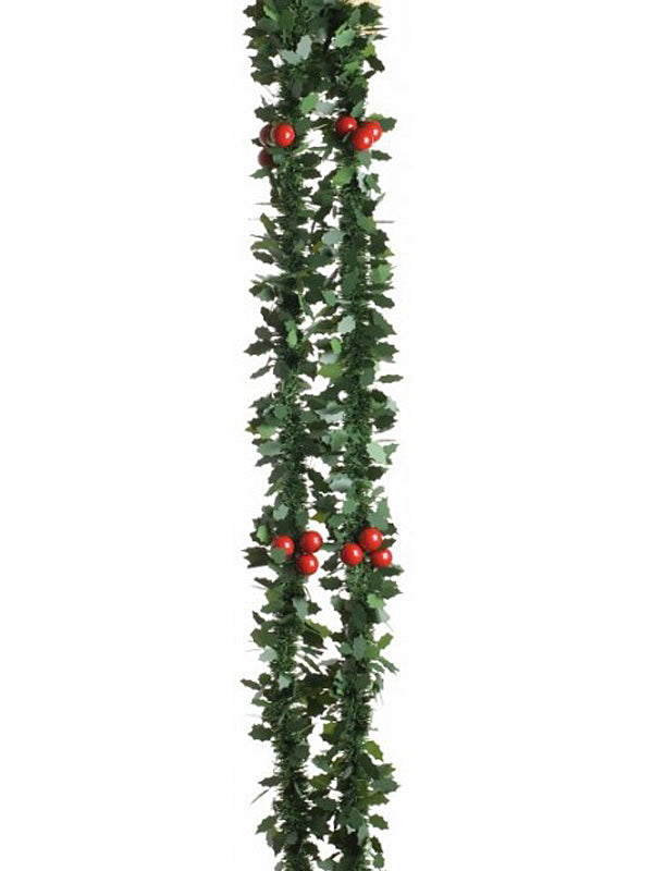 2M x 85mm Double Holly Tinsel Garland – Seasons Christmas Outlet