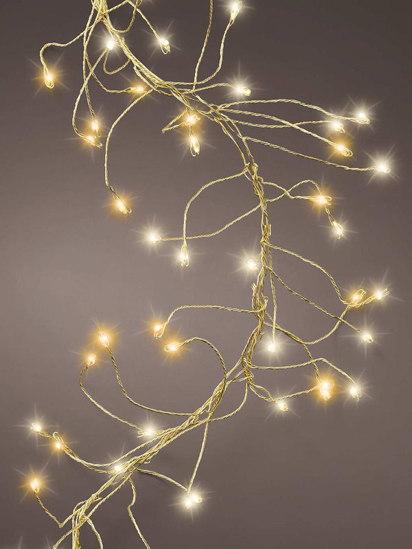 960 Micro Led Multi Function Twinkle Cluster Lights Warm White And White Gold Cable Seasons