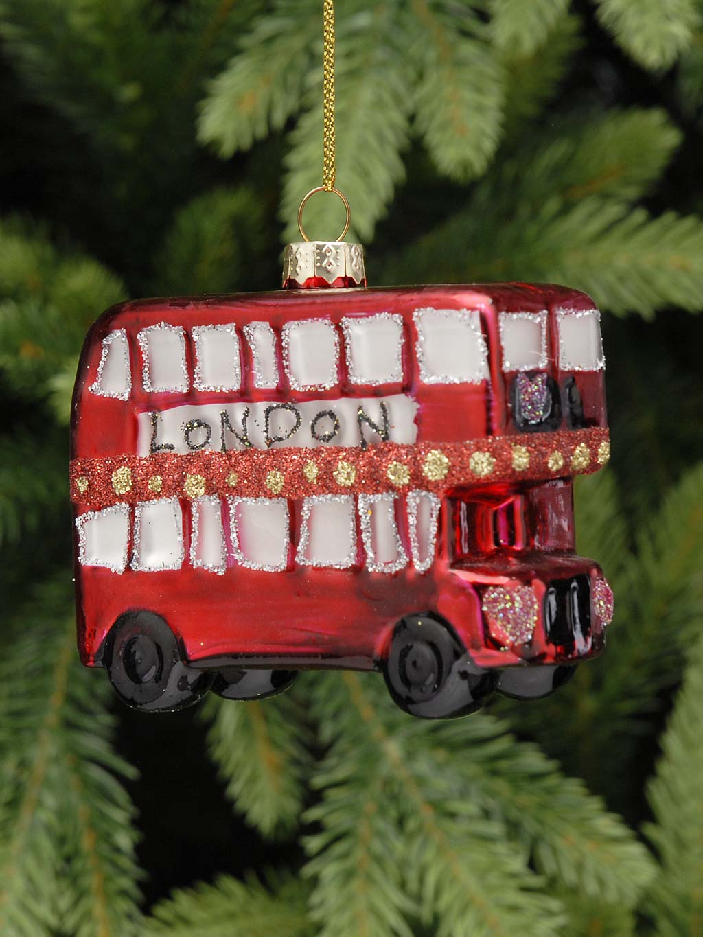9cm Glass London Bus Tree Decoration – Seasons Christmas Outlet