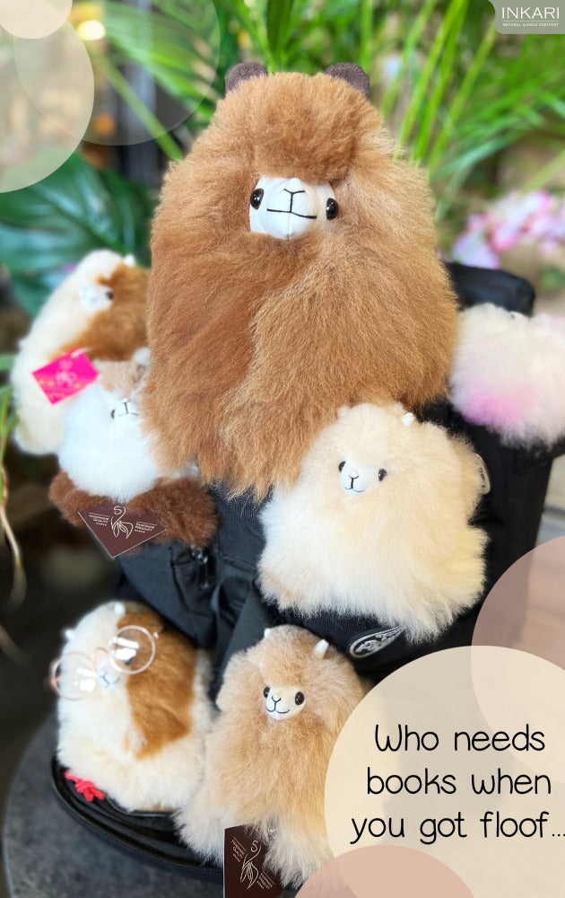 Backpack fulled of alpacas and floof