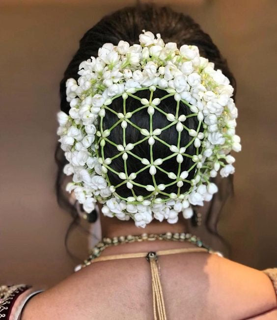 Jasmine flower in hair for Indian wedding