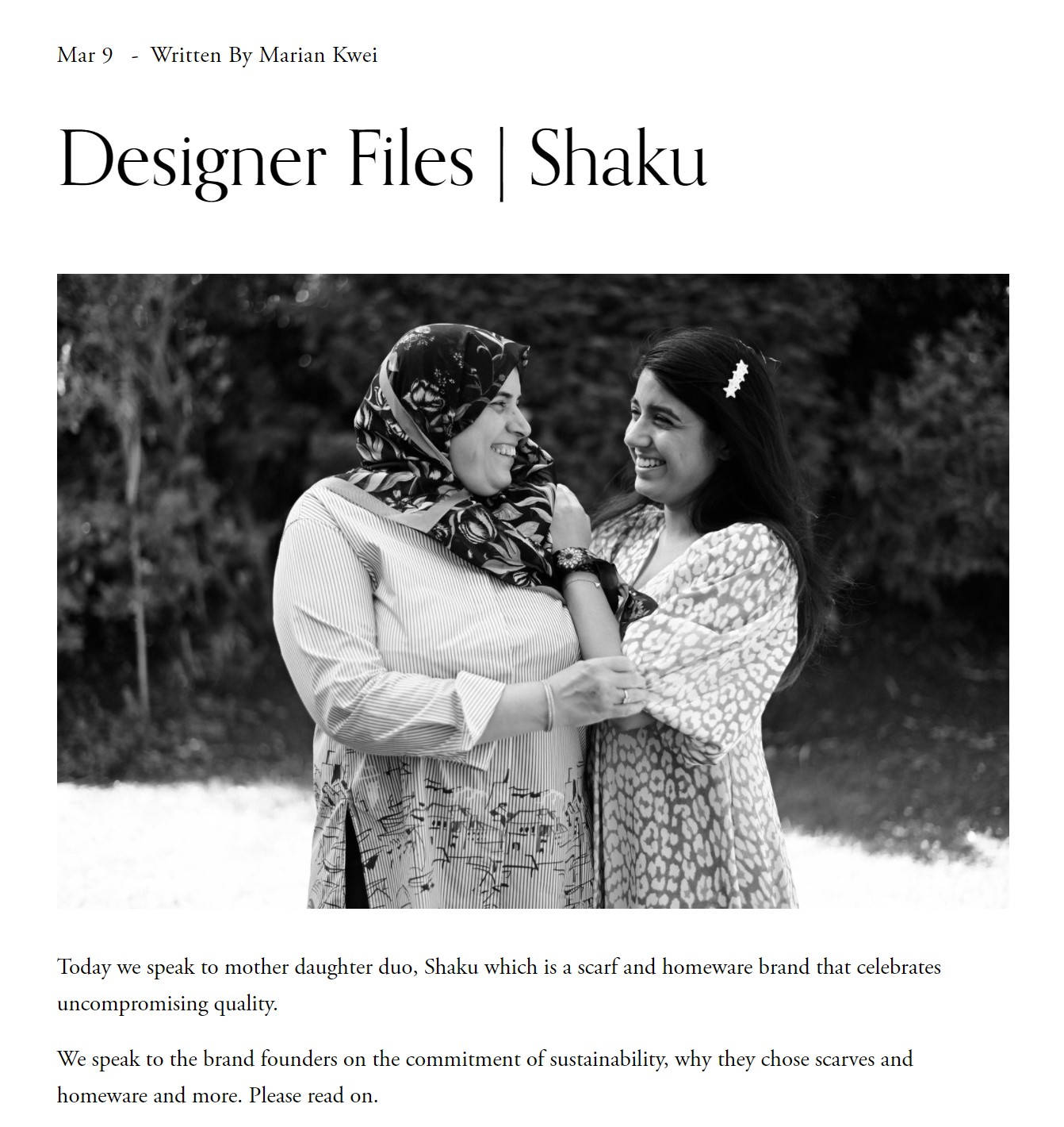 Snapshot from True Story Article: Designer Files with Shaku