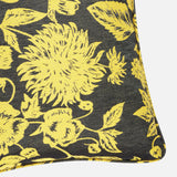 Corner of yellow Shaku upcycled silk scarf cushion 