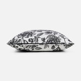 Side view of black and white Shaku sustainable silk scarf cushion collection