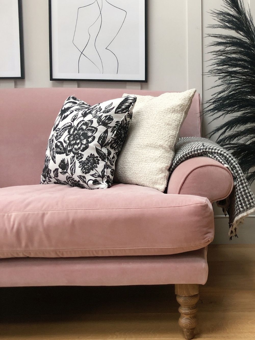 Luxury Upcycled Silk Cushion | White & Black Floral Cushion – Shaku