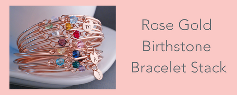 rose gold birthstone bangle bracelets for mom or grandmother