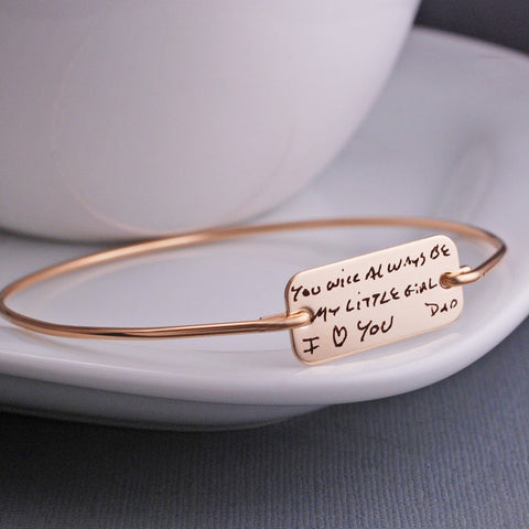 Custom Handwriting Bracelet in yellow gold