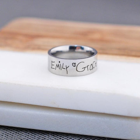 8mm engraved handwriting ring from love georgie