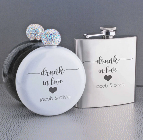 set of drunk in love flasks