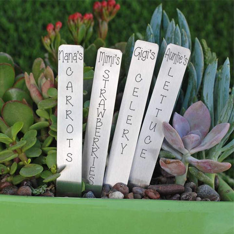 custom garden markers with woman's name engraved by love georgie