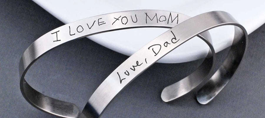 Handwriting cuff bracelet for mom