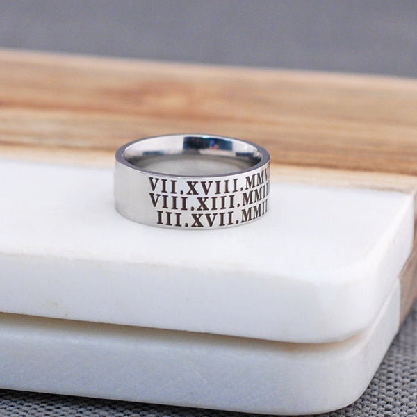 Groom Gift - Latitude Longitude Coordinates Ring - Stainless Steel