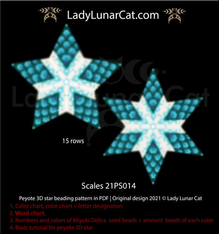 Beaded star pattern - Scales 21PS014 by Lady Lunar Cat | 3d peyote star