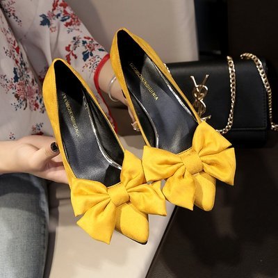 New Thick With Pointed Butterfly-knot High Heels