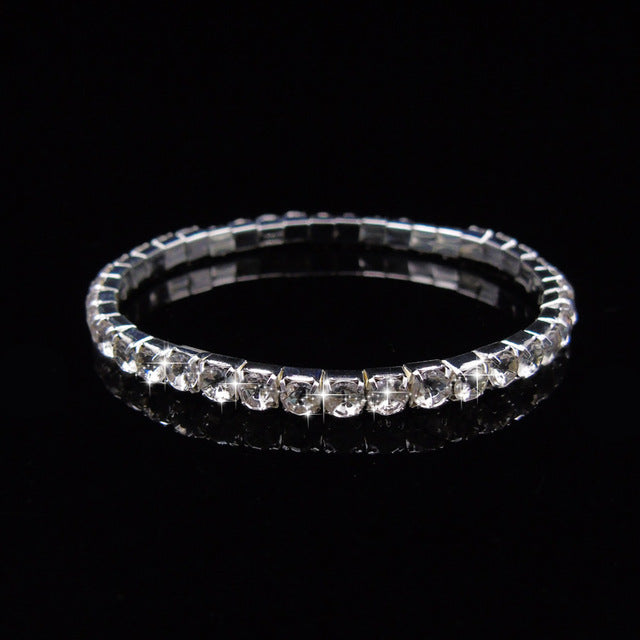 Bridal Wedding Elastic Rope Crystal Bracelets & Bangles