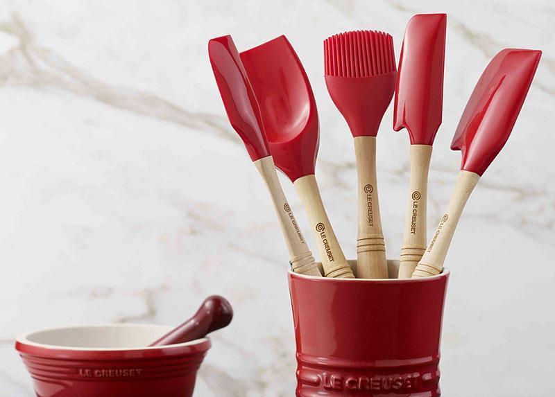 NEW! KITCHENAID RED NYLON AND SILICONE 6 PIECE SPATULA AND SPOON