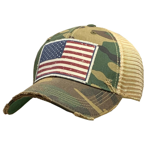 American Flag Distressed Mesh Back Cap