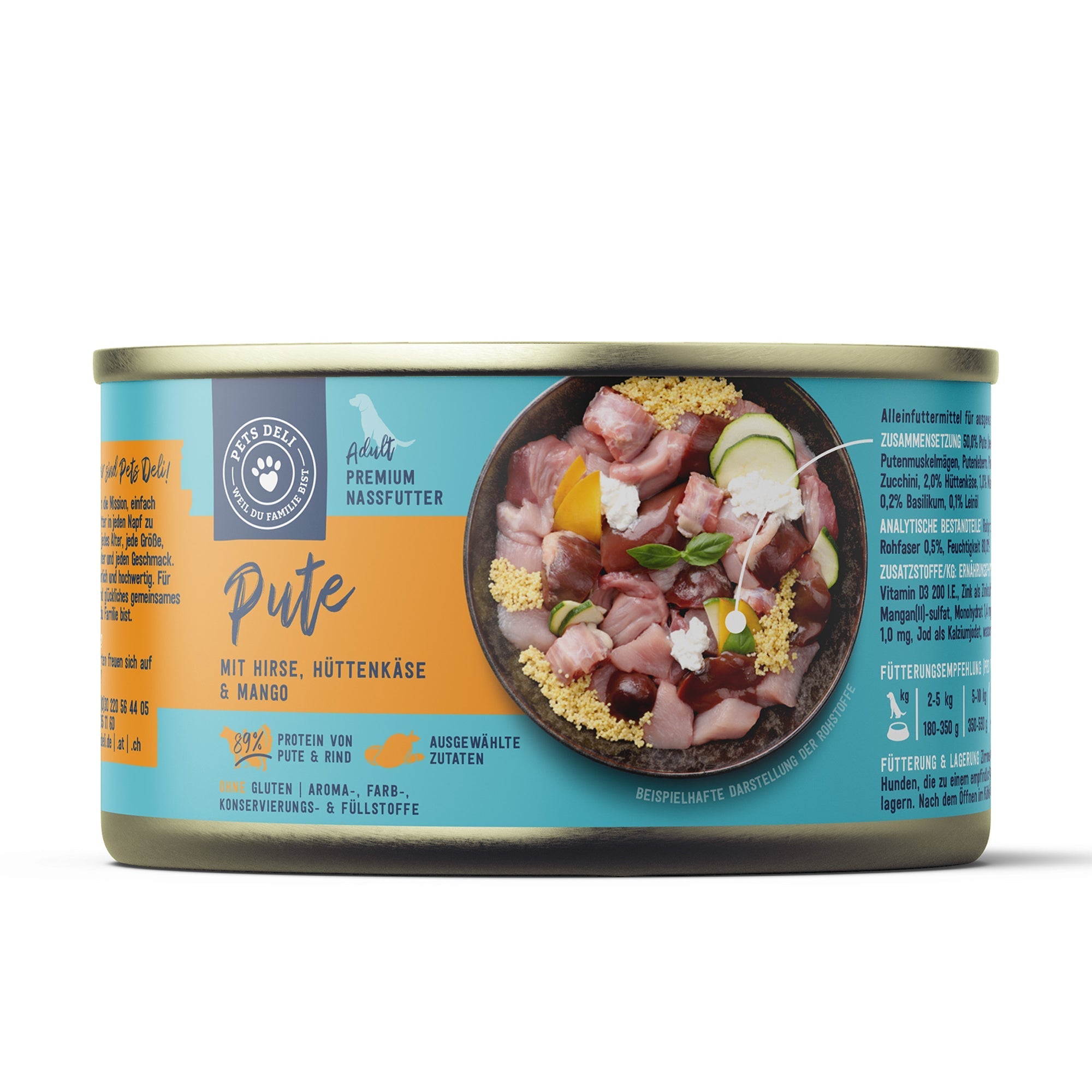 Einzeldose Nassfutter Classic Pute mit Hirse, Hüttenkäse und Mango für Hunde