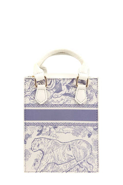Vintage Print Mini Square Top Handle Bag (Lavender)