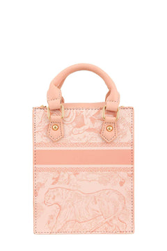 Vintage Print Mini Square Top Handle Bag (Blush)