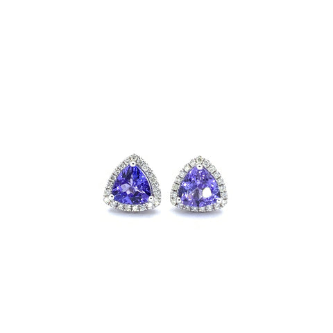 Kings of Diamonds | Oval Tanzanite and Diamond Halo Earrings