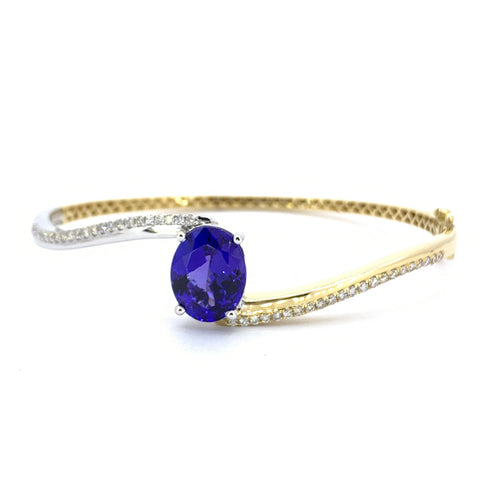 Tanzanite and White diamond bangle GWTZBR83164 - GEMWORLD LTD