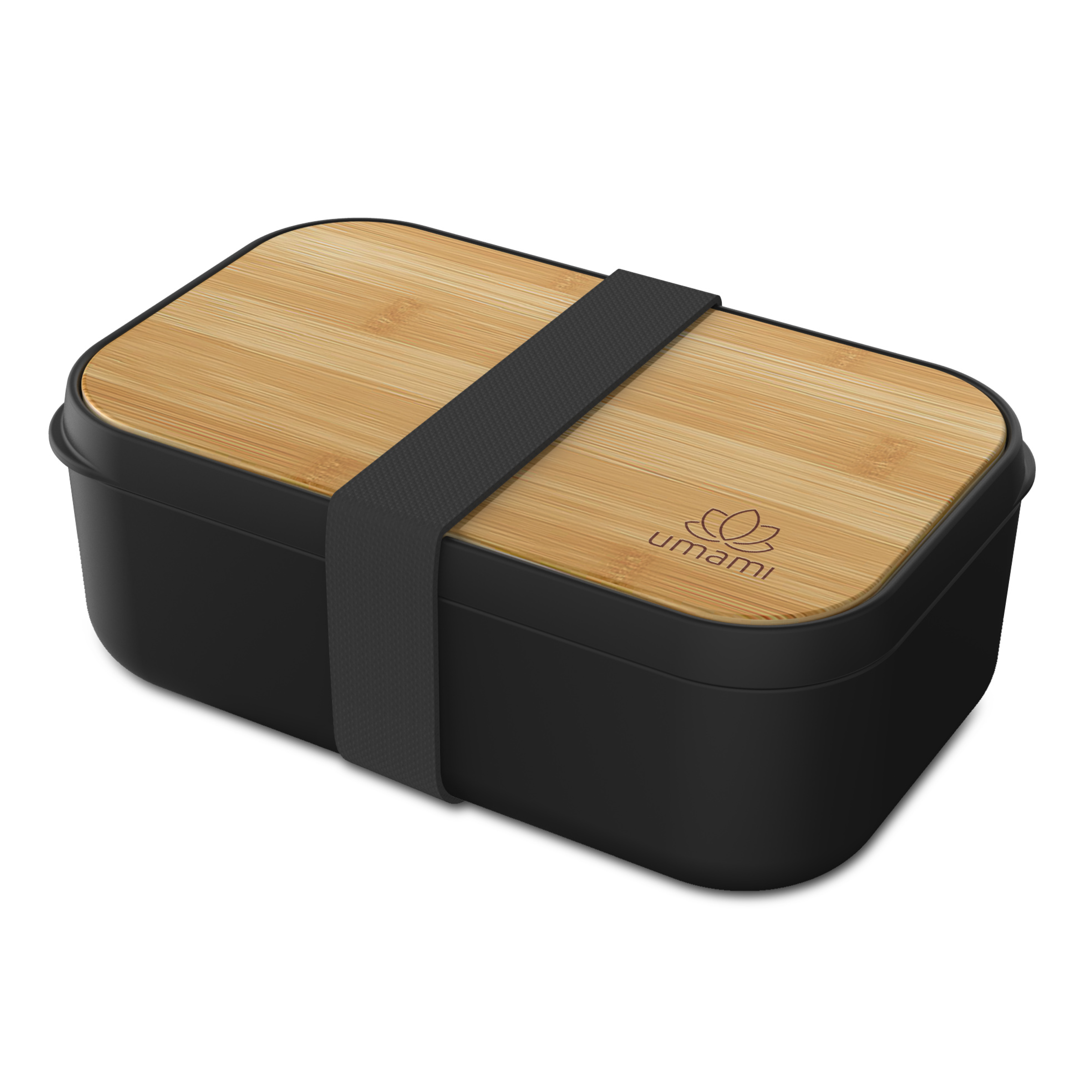 Single Layer Bento Box Black & Bamboo, Umami Bentos