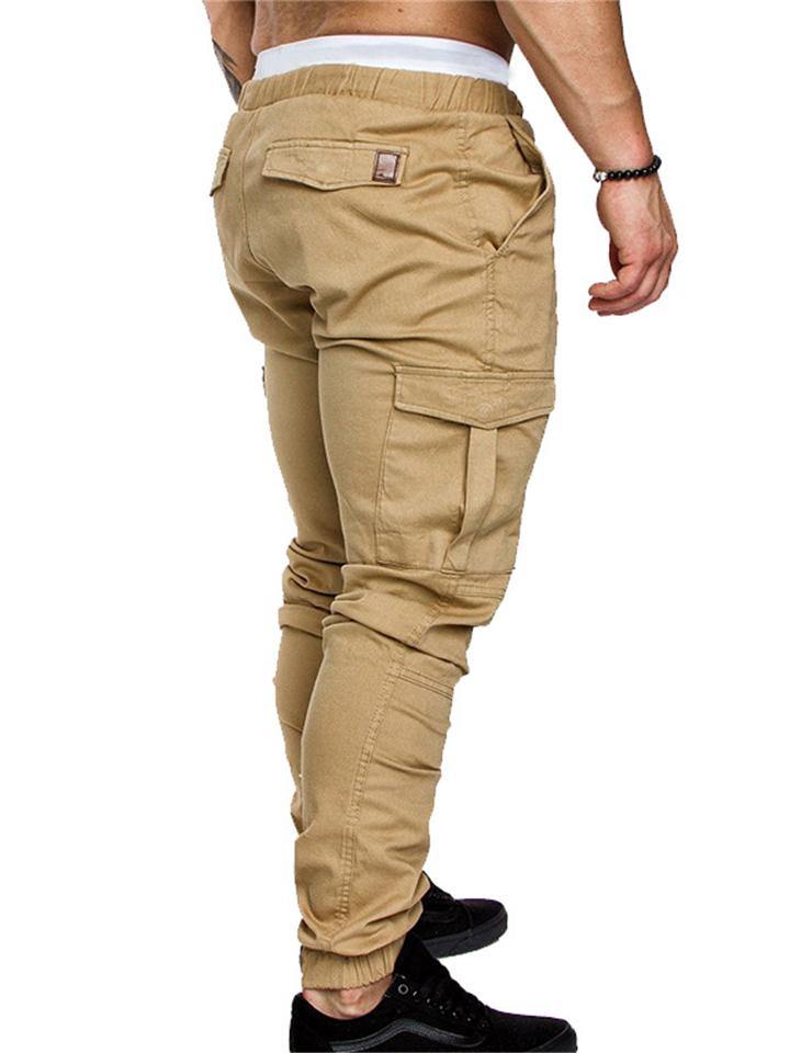 Men’s Elastic Waist Drawstring Multi Pocket Cargo Pants – OnlyLuve