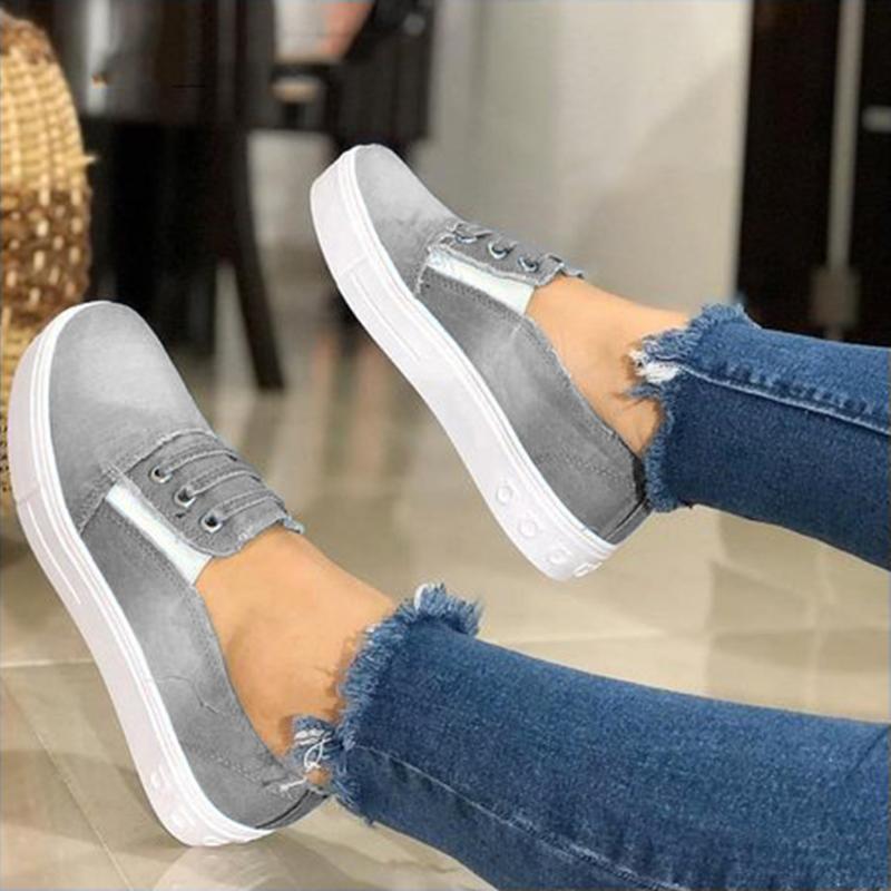 casual solid color zipper decoration canvas loafers