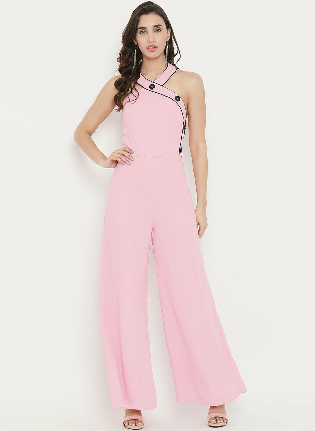 pink halter top jumpsuit