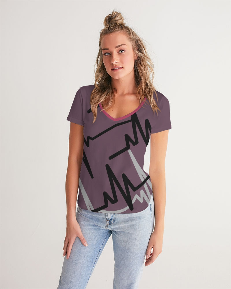 T-shirt à col en V pour femme Édition codée 