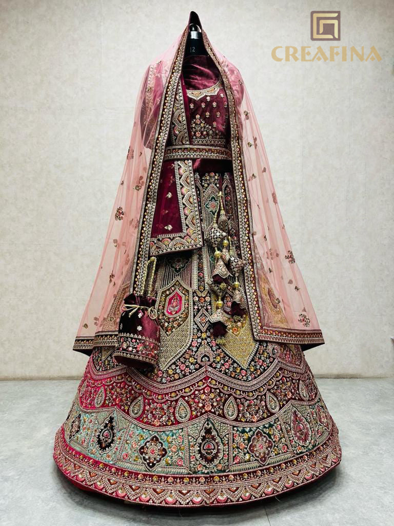 Maroon Colour Dulhan Lehenga Choli, Wedding Lehenga Choli, Party Dress.