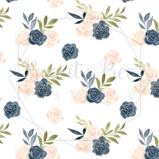 Navy and Blush Floral SEAMLESS PATTERN