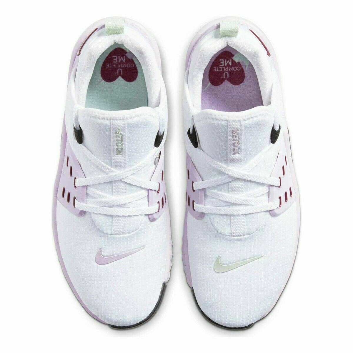 nike training metcon 2 sneakers in white and lilac