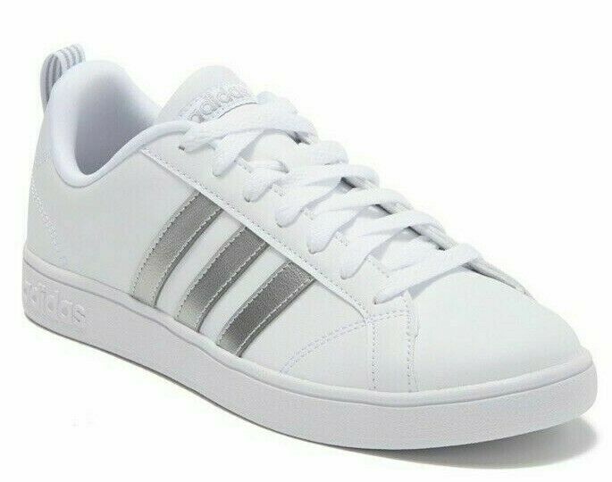 aves de corral Grasa Paquete o empaquetar Women Adidas VS Advantage Tennis Shoes White/Silver BB7248 - VinGence