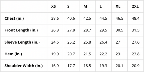 Size Chart