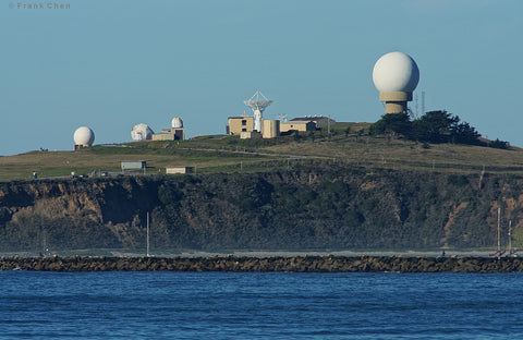 Radar station appearing like golf balls on the hill