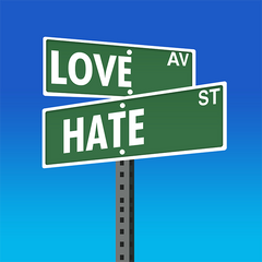 love hate street signs