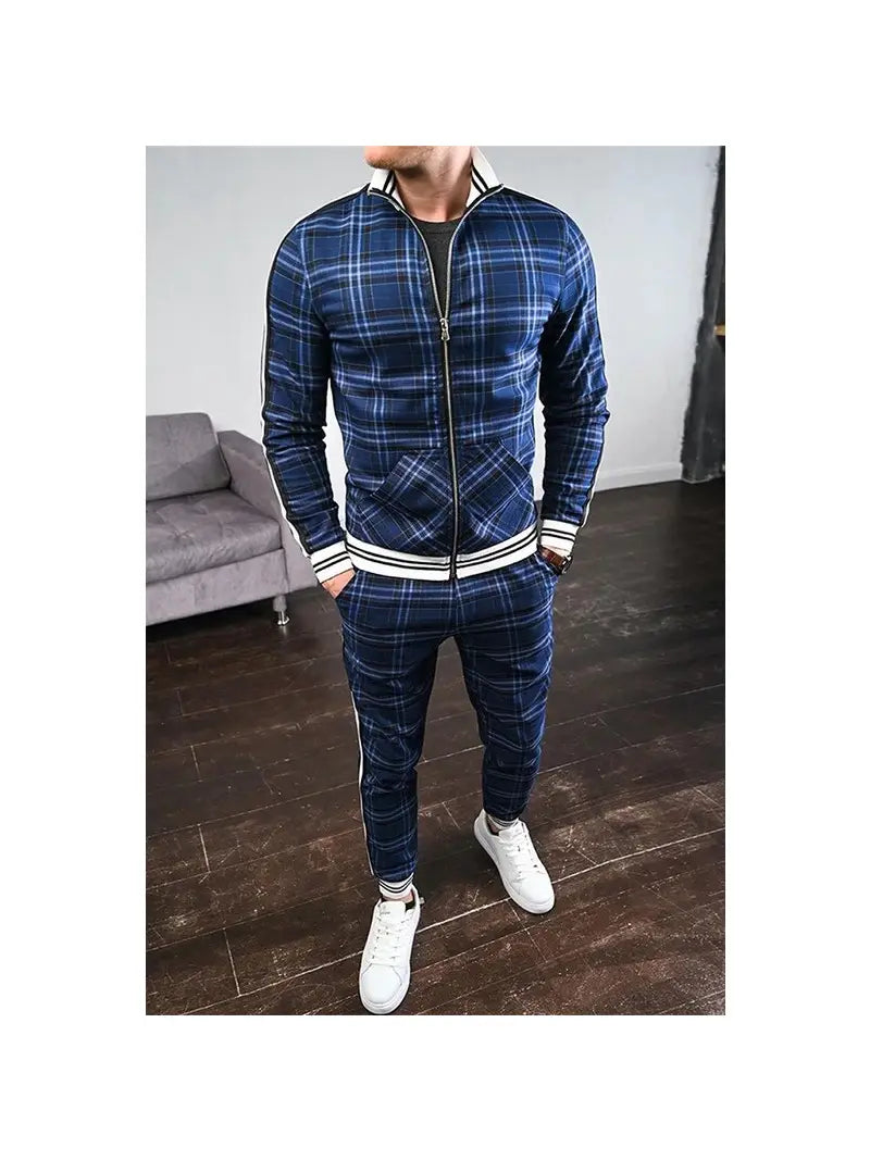 Fashion Plaid 2Pcs Mens Sets