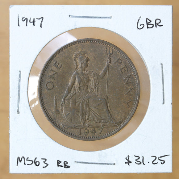 1947 - Great Britain - 1 Penny - MS63 - retail $31.25