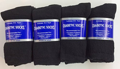 12 Pairs of Mens Black Diabetic Crew Socks 13-15 Size