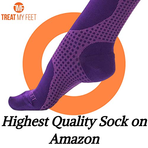 Knee High Compression Socks for Women & Men, 15-20 mmHg - Edema Pain Relief - Nurse, Travel, Pregnancy & Running Comfort - Lightweight Graduated Nursing Sock - Knee High Stockings, Purple S