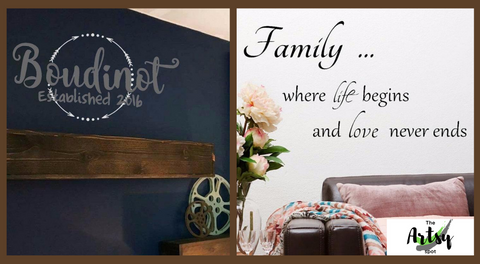 Family room decal, Living room wall decal, Family monogram decal