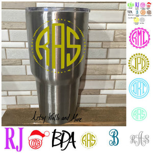 Personalized Decal Monogram for 20oz or 30oz Yeti Rambler, RTIC Tumble -  The White Invite