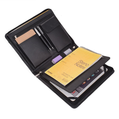 Deluxe Leather Padfolio Case, Zipper Portfolio Organizer Folio Folder, –  Leather Premier