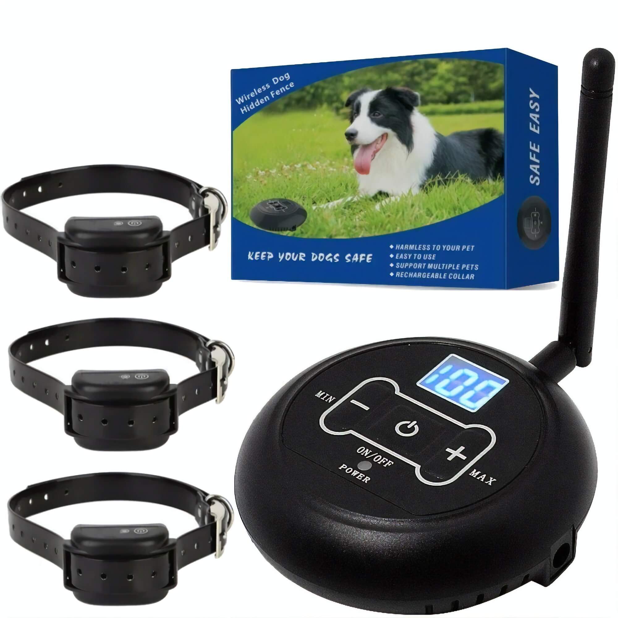 wireless dog fence with 3 collars